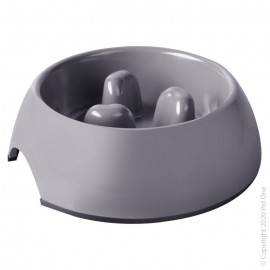 Pet One Melamine Bowl Round Slow Down Feeder 300ml Light Grey