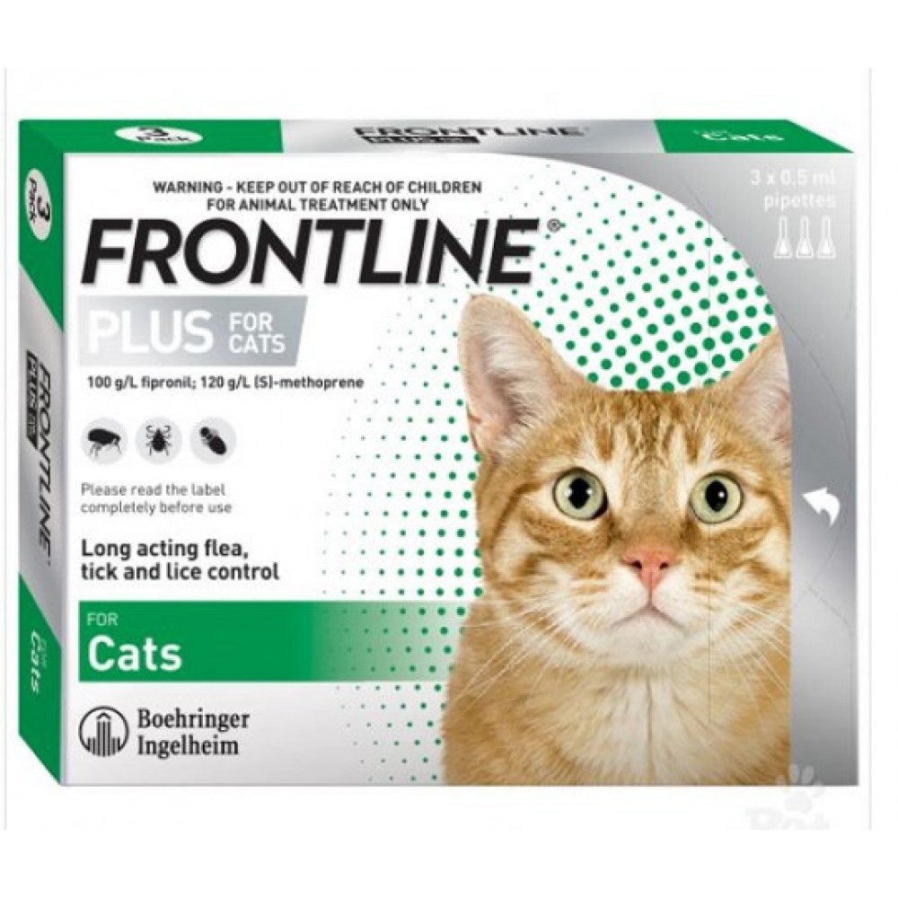Frontline Plus Spot-on Flea Treatment for Cats and Kittens from 8 weeks (0.5ml x 3)